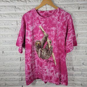 Tropic Joes Womens Top 2XL Plus Sloth Costa Rica Souvenir Pink TIE22E